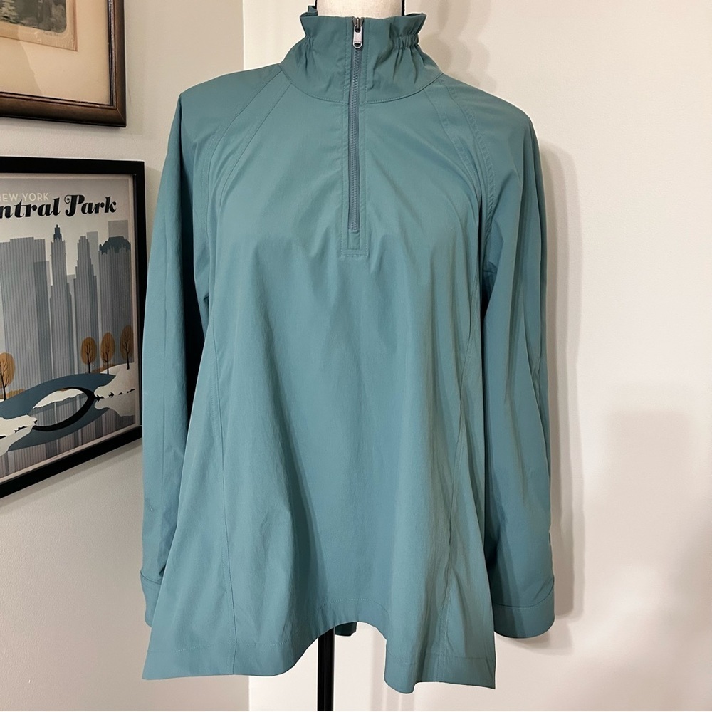 Athleta Teal Quarter-Zip Pullover with Mesh Ventilation SZ S